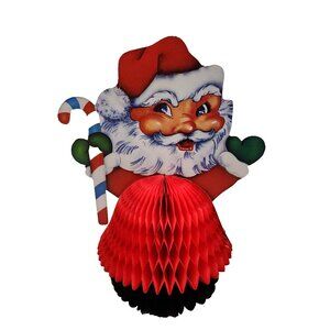 Vintage Christmas Santa Claus Tissue Honeycomb 9" Centerpiece Displays 1980s